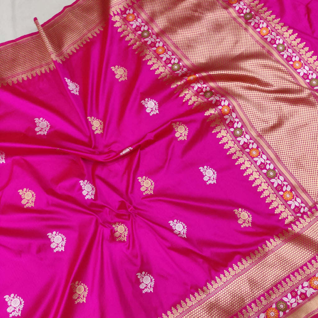 Pink Colour Katan Silk Handwoven Banarasi Saree