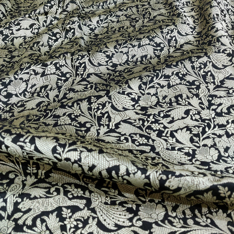 Black Color Pure Katan Silk Handwoven Banarasi Saree