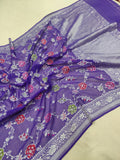 Purple Colour Chiffon Georgette Handwoven Banarasi Saree