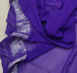 Purple Colour Chiffon Georgette Handwoven Banarasi Saree