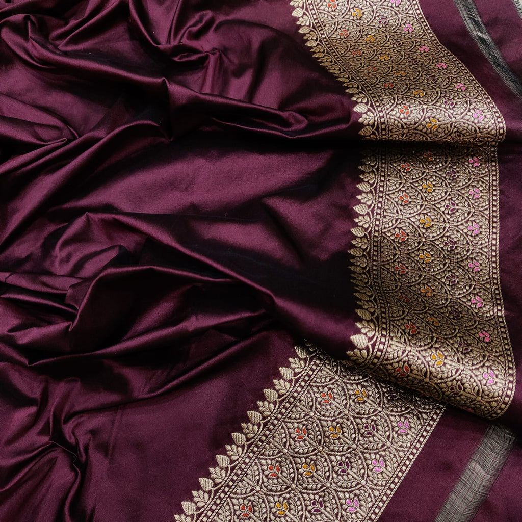 Brown Color Pure Katan Silk Handwoven Banarasi Saree