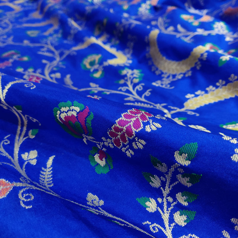 Blue Colour Pure Katan Silk Handwoven Banarasi Saree