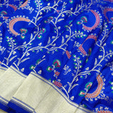 Blue Colour Pure Katan Silk Handwoven Banarasi Saree