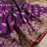 Magenta Color Pure Katan Silk Handwoven Banarasi Saree