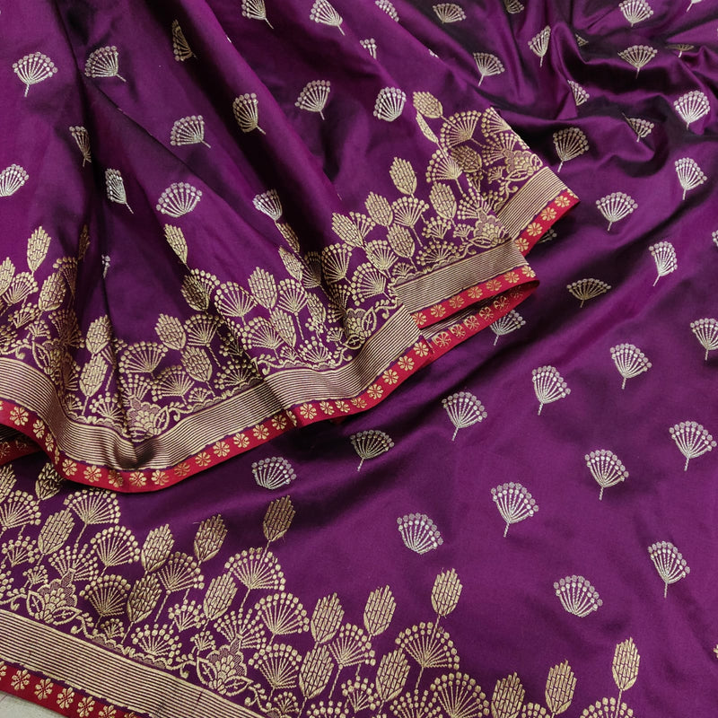 Magenta Color Pure Katan Silk Handwoven Banarasi Saree