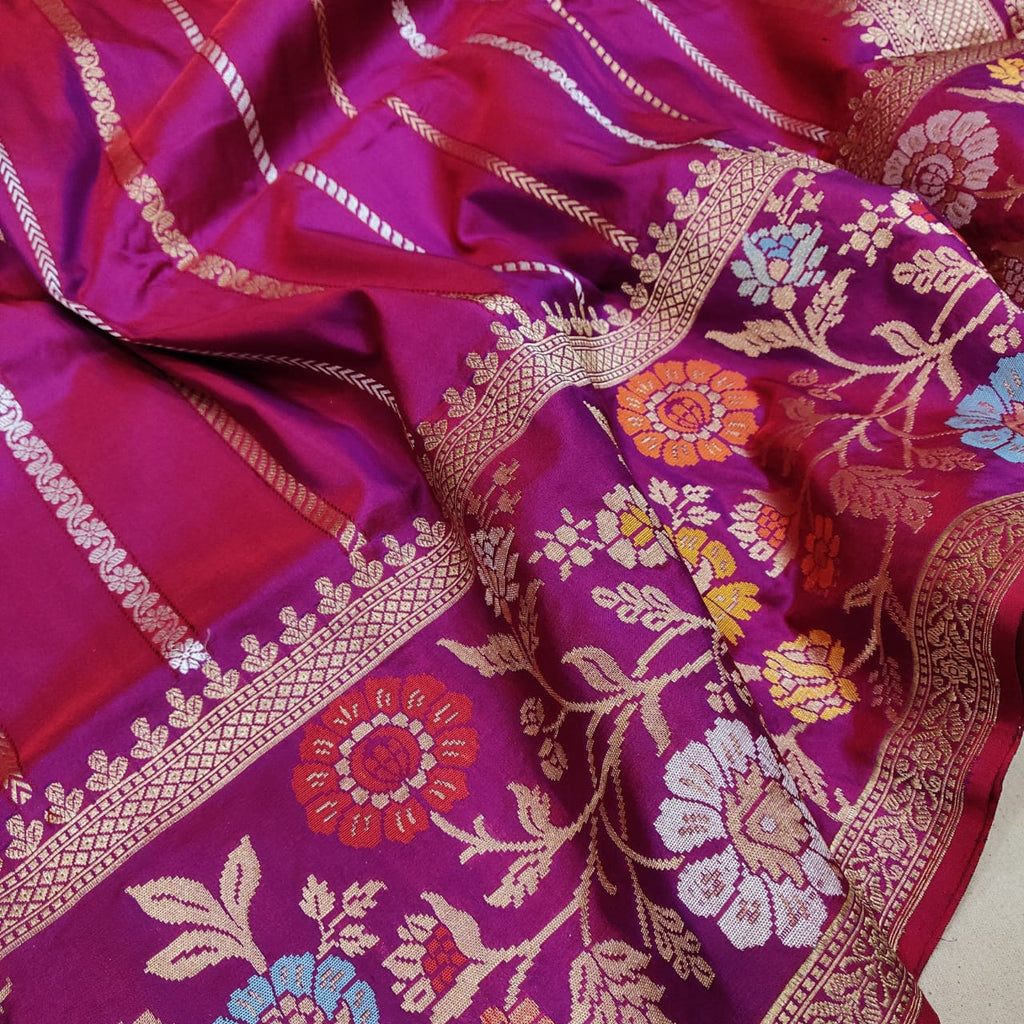 Magenta Color Pure Katan Silk Handwoven Banarasi Saree