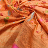 Orange Color Pure Katan Silk Handwoven Banarasi Saree