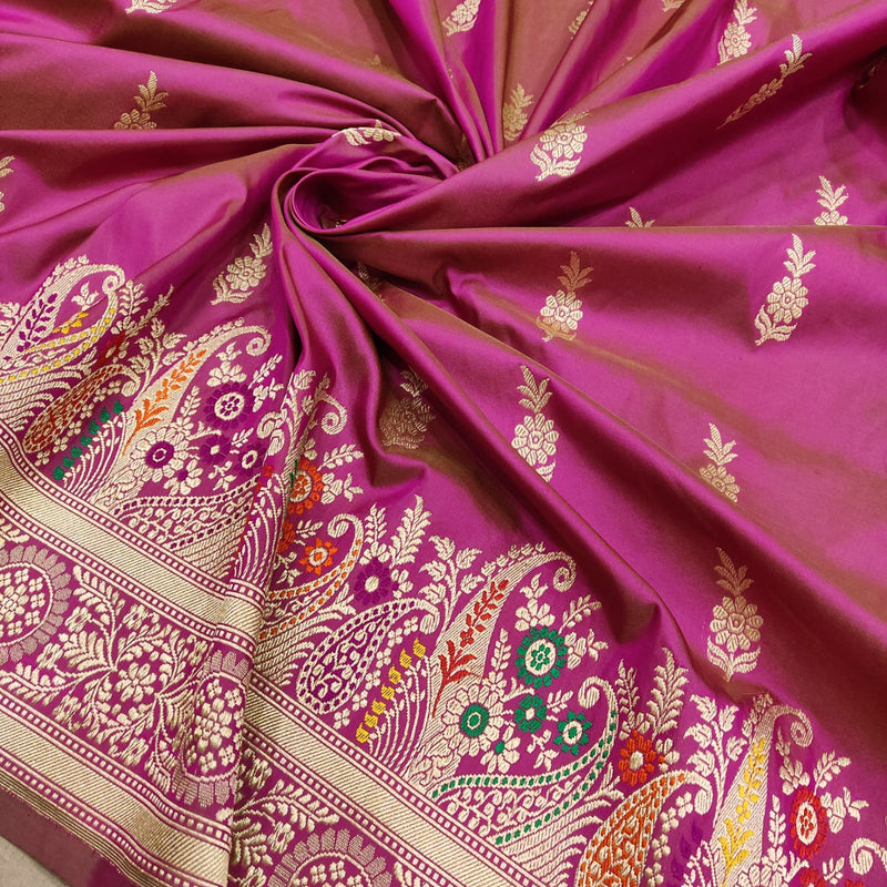 Dual Shade Pure Katan Silk Handwoven Banarasi Saree