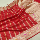 Red Color Pure Katan Silk Handwoven Banarasi Saree