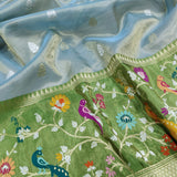 Gray Color Pure Tissue Silk Handwoven Banarasi Saree