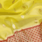 Yellow Color Pure Kora Silk Handwoven Banarasi Saree