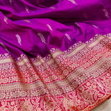 Magenta Colour Katan Silk Handwoven Banarasi Saree