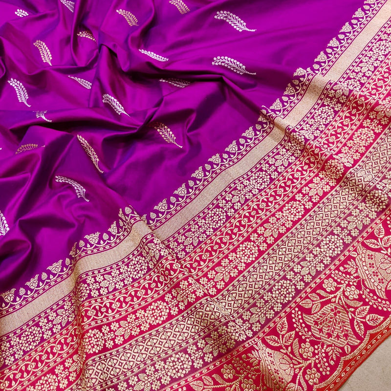 Magenta Colour Katan Silk Handwoven Banarasi Saree
