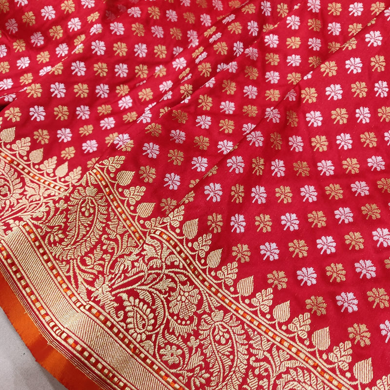 Red Colour Pure Katan Silk Handwoven Banarasi Saree