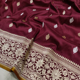 Brown Colour Pure Katan Silk Handwoven Banarasi Saree