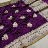 Purple Colour Katan Silk Handwoven Banarasi Saree