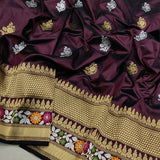 Brown Colour Katan Silk Handwoven Banarasi Saree
