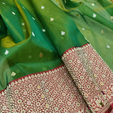 Green Color Pure Kora Silk Handwoven Banarasi Saree