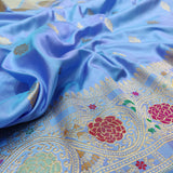 Sky Blue Colour Katan Silk Handwoven Banarasi Saree