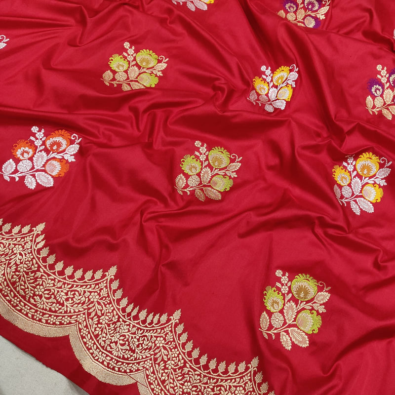 Red Colour Katan Silk Handwoven Banarasi Saree