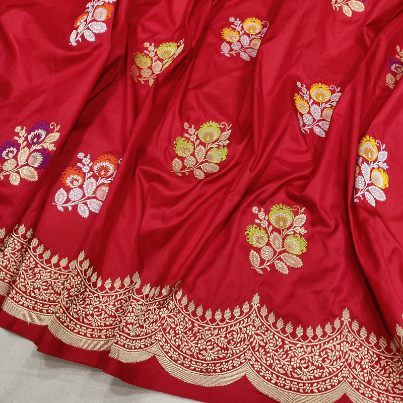 Red Colour Katan Silk Handwoven Banarasi Saree