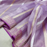 Lavender Color Pure Tissue Silk Handwoven Banarasi Saree