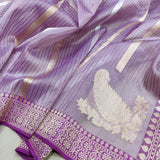 Lavender Color Pure Tissue Silk Handwoven Banarasi Saree