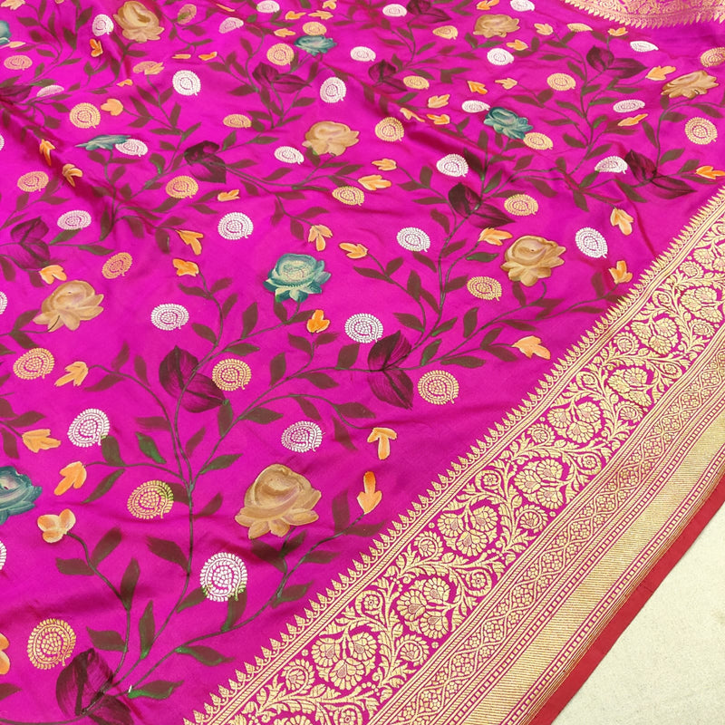 Pink Color Pure Katan Silk Handwoven Banarasi Saree