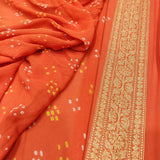 Orange Color Banarasi Handwoven Bandhani Saree