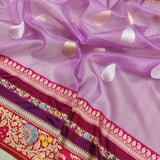 Lavender Color Kora Silk Handwoven Banarasi Saree