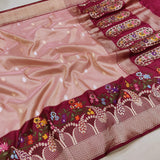 Pure Kora By Tissue Handwoven Banarasi Saree