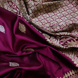 Wine Colour Pure Katan Silk Handwoven Banarasi Saree