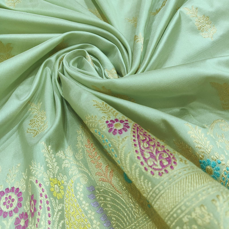 Pastel Color Pure Katan Silk Handwoven Banarasi Saree