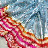 Sky Blue Colour Kora Silk Handwoven Banarasi Saree
