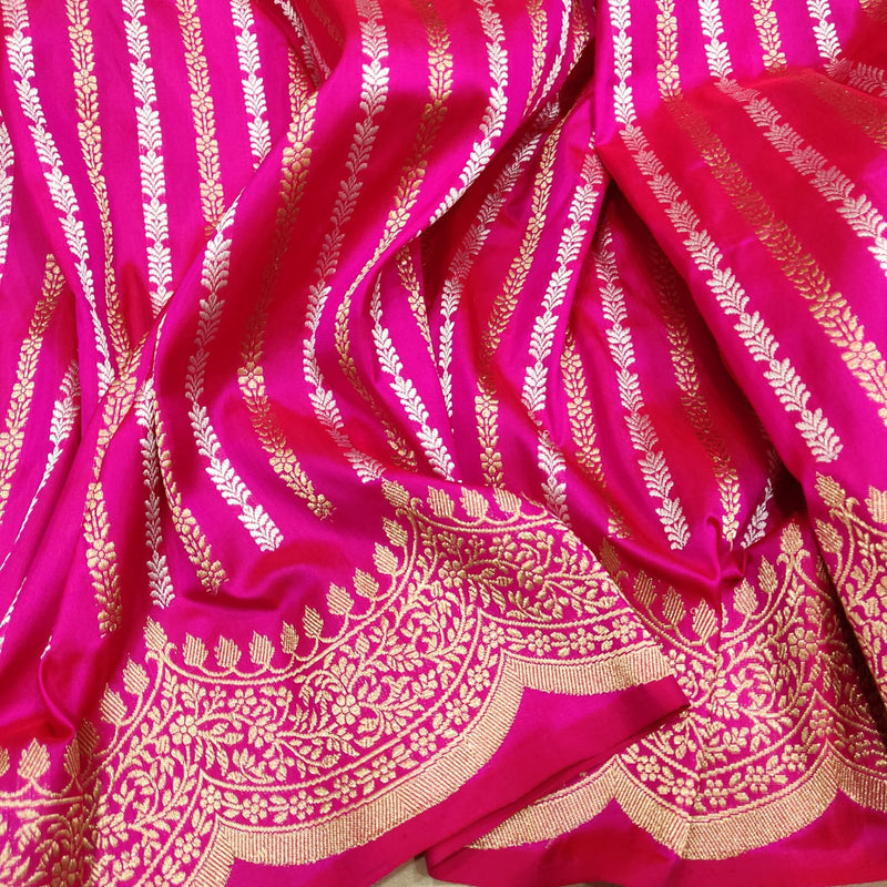 Pink Color Pure Katan Silk Handwoven Banarasi Saree