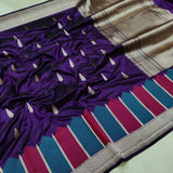 Purple Color Katan Silk Handwoven Banarasi Saree