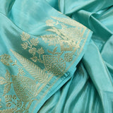 Sky Blue Color Katan Silk By Tissue Handwoven Banarasi Saree