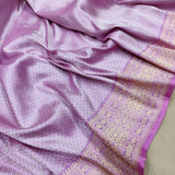 Lavender Colour Pure Katan Silk Handwoven Banarasi Saree