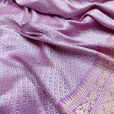 Lavender Colour Pure Katan Silk Handwoven Banarasi Saree