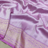 Lavender Colour Pure Katan Silk Handwoven Banarasi Saree