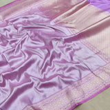 Lavender Colour Pure Katan Silk Handwoven Banarasi Saree