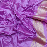 Lavender Colour Pure Katan Silk Handwoven Banarasi Saree