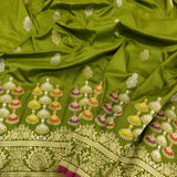 Mehandi Green  Colour Pure Katan Silk Handwoven Banarasi Saree