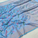 Sky Blue Color Pure Katan Silk Handwoven Banarasi Saree