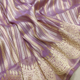 Lavender Colour Pure Tissue Silk Handwoven Banarasi Saree