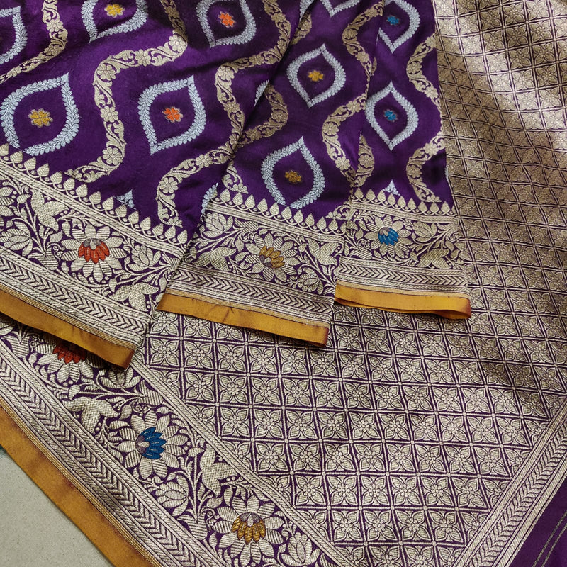 Purple Color Pure Katan Silk Handwoven Banarasi Saree