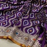 Purple Color Pure Katan Silk Handwoven Banarasi Saree