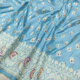 Sky Blue Color Pure Katan Silk Handwoven Banarasi Saree