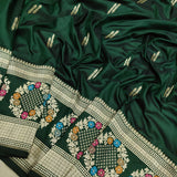 Bottle Green Katan Silk Handwoven Banarasi Saree