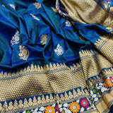 Blue Colour Katan Silk Handwoven Banarasi Saree